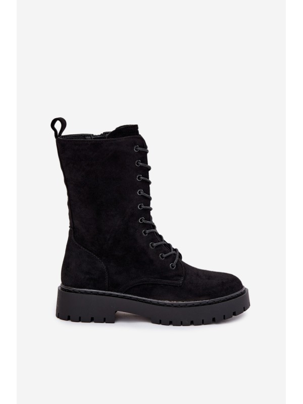 Women's Workery Boots Lined Black Marvielle