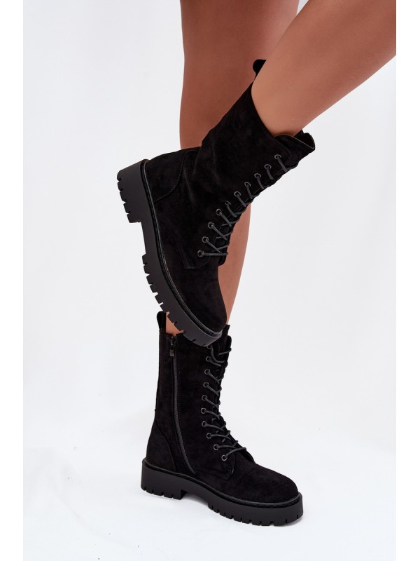 Women's Workery Boots Lined Black Marvielle