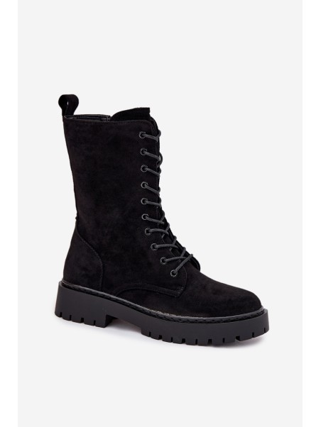Women's Workery Boots Lined Black Marvielle