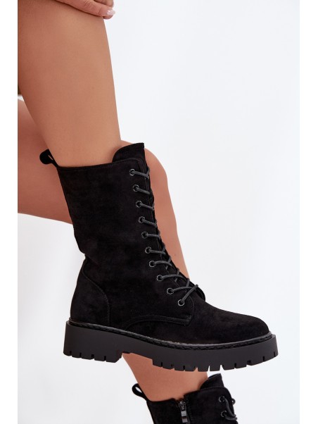 Women's Workery Boots Lined Black Marvielle