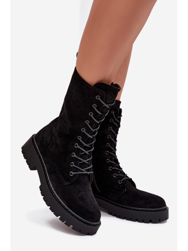 Women's Workery Boots Lined Black Marvielle