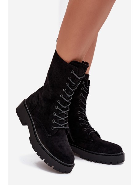 Women's Workery Boots Lined Black Marvielle