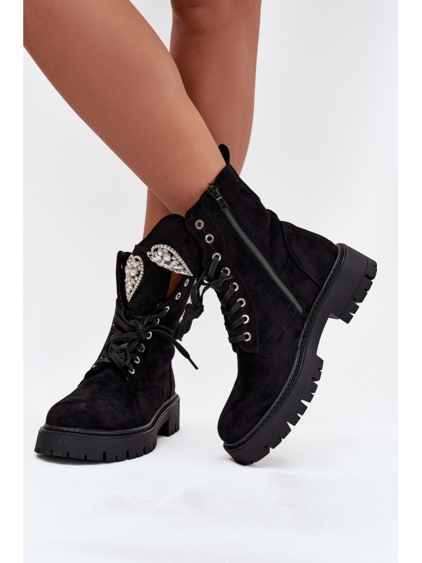 Women's workery with crystals on tongue black Rosira 2