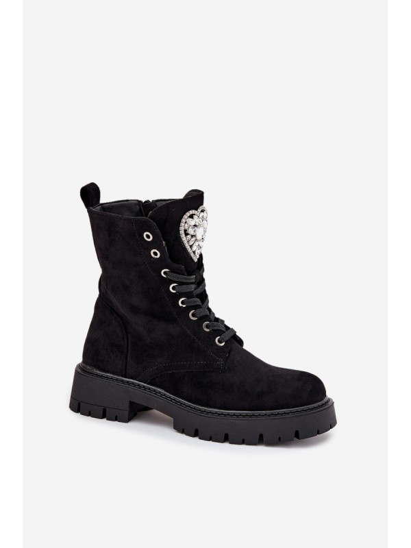 Women's workery with crystals on tongue black Rosira