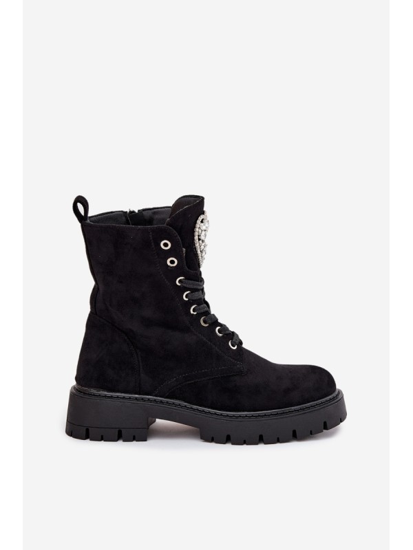 Women's workery with crystals on tongue black Rosira
