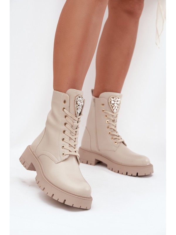 Women's workery with crystals on the tongue light beige Rosira 2