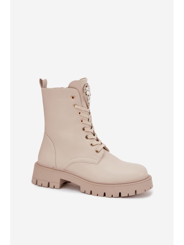 Women's workery with crystals on the tongue light beige Rosira