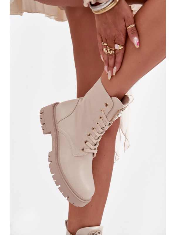Women's workery with crystals on the tongue light beige Rosira