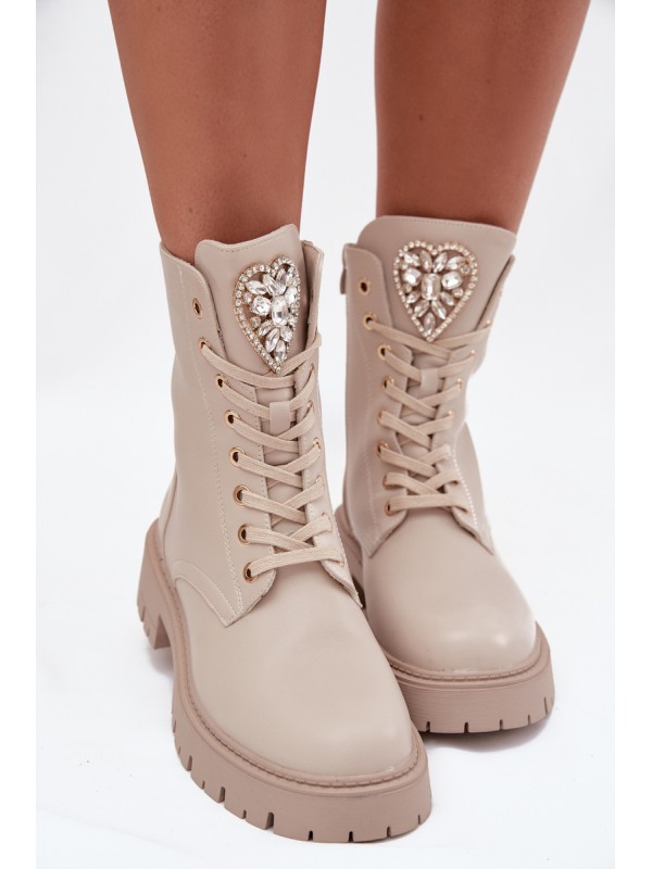 Women's workery with crystals on the tongue light beige Rosira