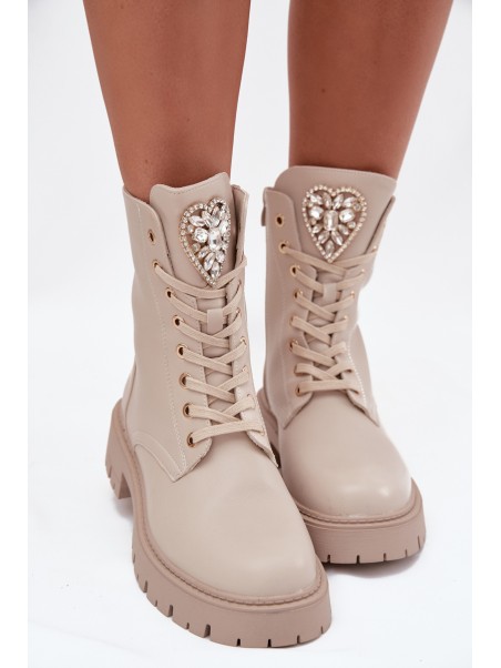 Women's workery with crystals on the tongue light beige Rosira