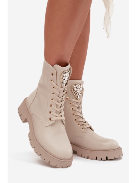 Women's workery with crystals on the tongue light beige Rosira