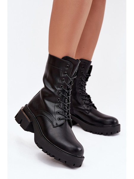 Women's Work Boots on Block Heel Black Alviora