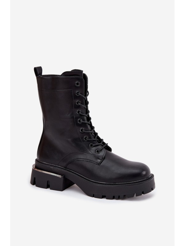 Women's Work Boots on Block Heel Black Alviora