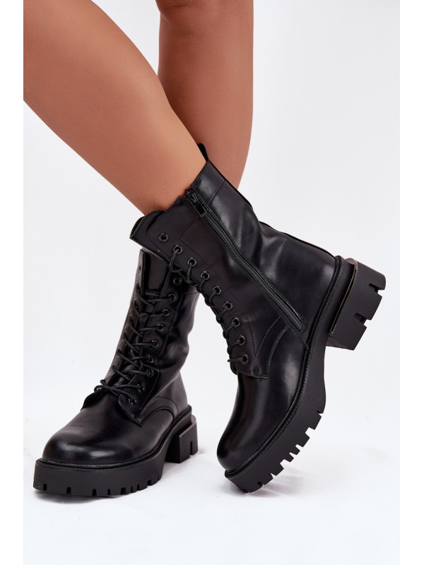 Women's Work Boots on Block Heel Black Alviora