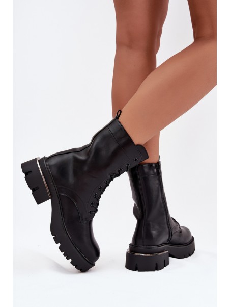 Women's Work Boots on Block Heel Black Alviora