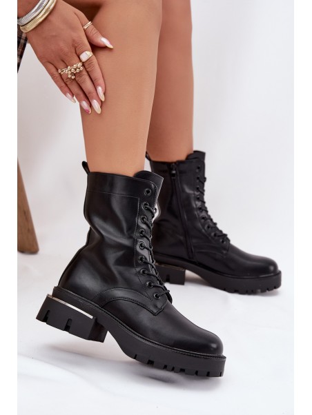 Women's Work Boots on Block Heel Black Alviora