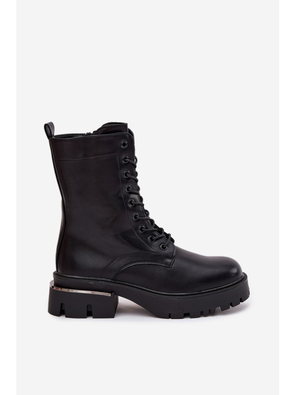Women's Work Boots on Block Heel Black Alviora