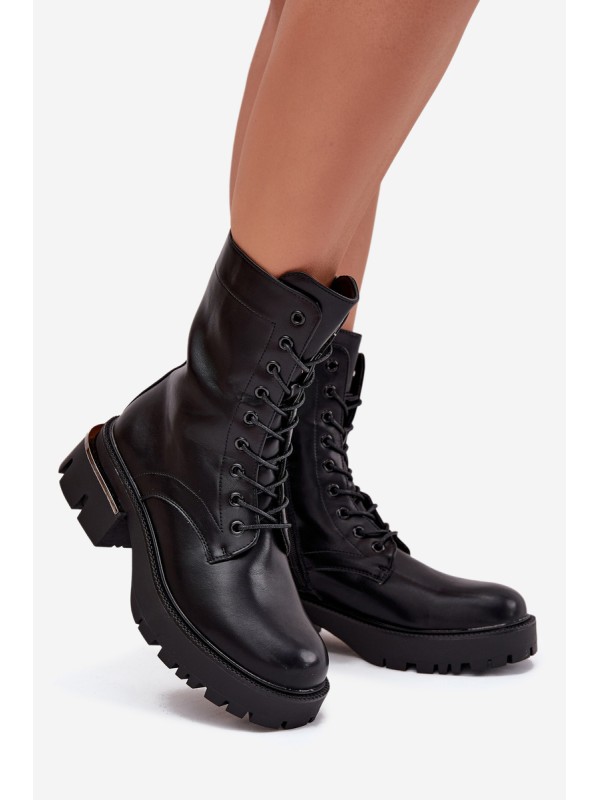 Women's Work Boots on Block Heel Black Alviora