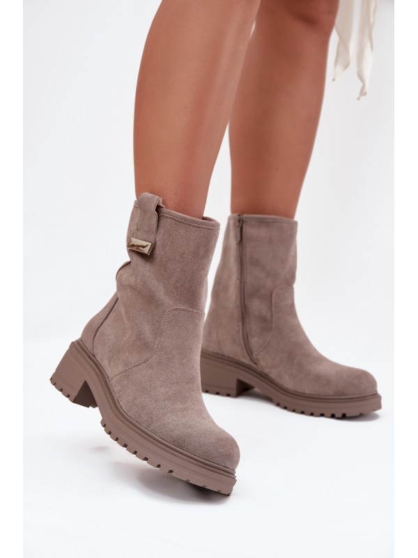 Insulated Women's Ankle Boots Low Heel Gray Mirellea 2