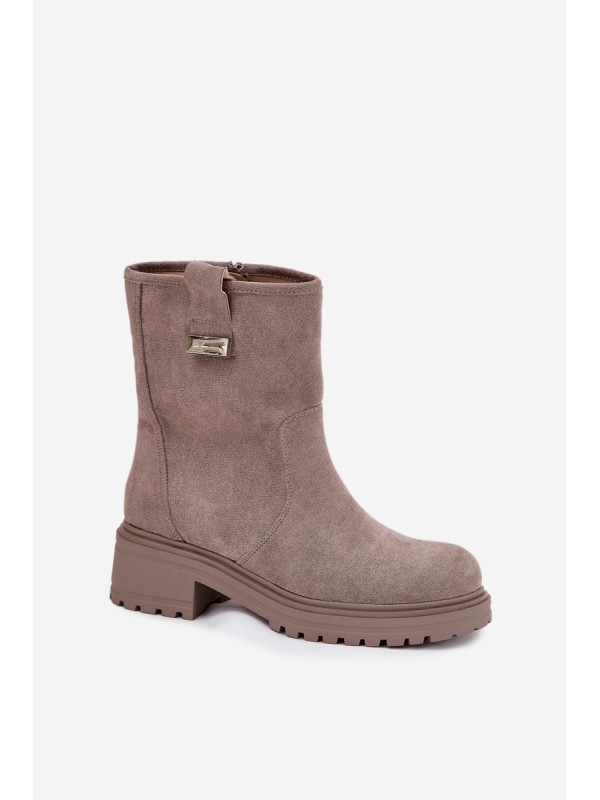 Insulated Women's Ankle Boots Low Heel Gray Mirellea