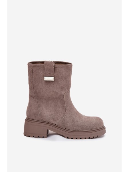 Insulated Women's Ankle Boots Low Heel Gray Mirellea