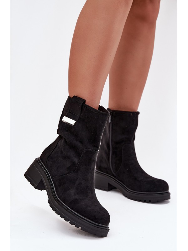 Insulated Women's Ankle Boots Low Heel Black Mirellea 2