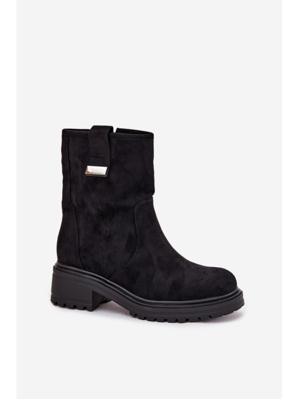 Insulated Women's Ankle Boots Low Heel Black Mirellea