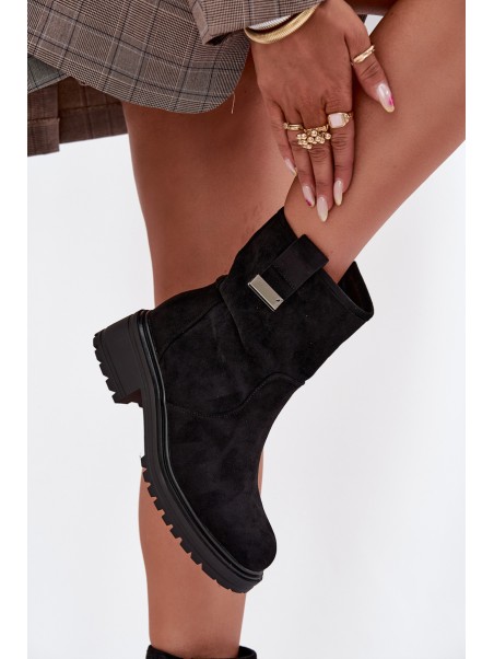 Insulated Women's Ankle Boots Low Heel Black Mirellea