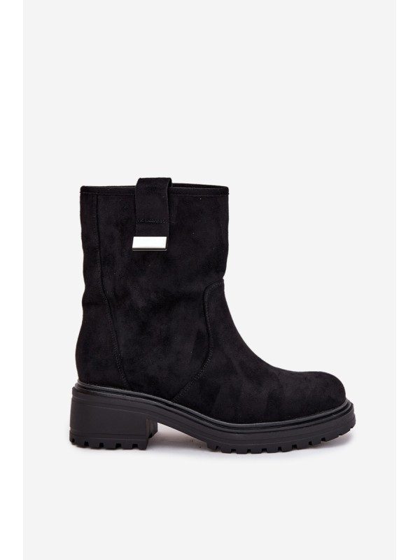 Insulated Women's Ankle Boots Low Heel Black Mirellea