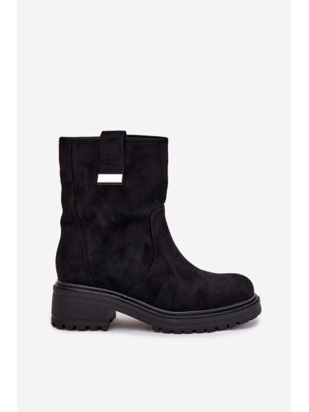 Insulated Women's Ankle Boots Low Heel Black Mirellea