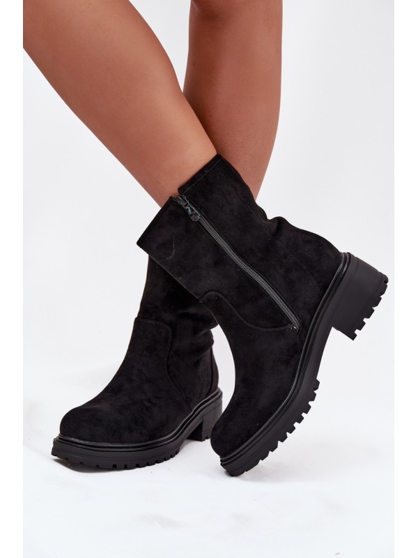 Insulated Women's Ankle Boots Low Heel Black Mirellea