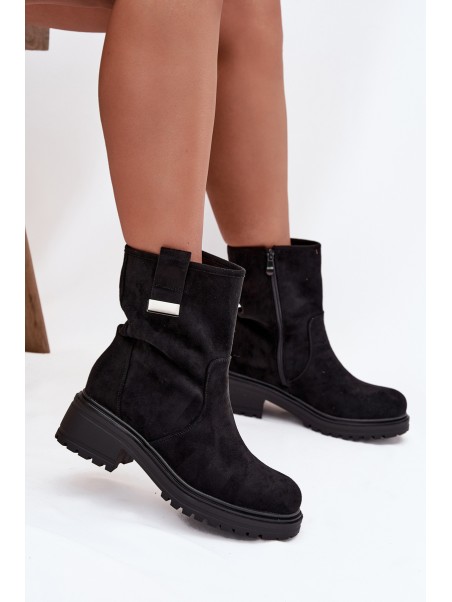 Insulated Women's Ankle Boots Low Heel Black Mirellea