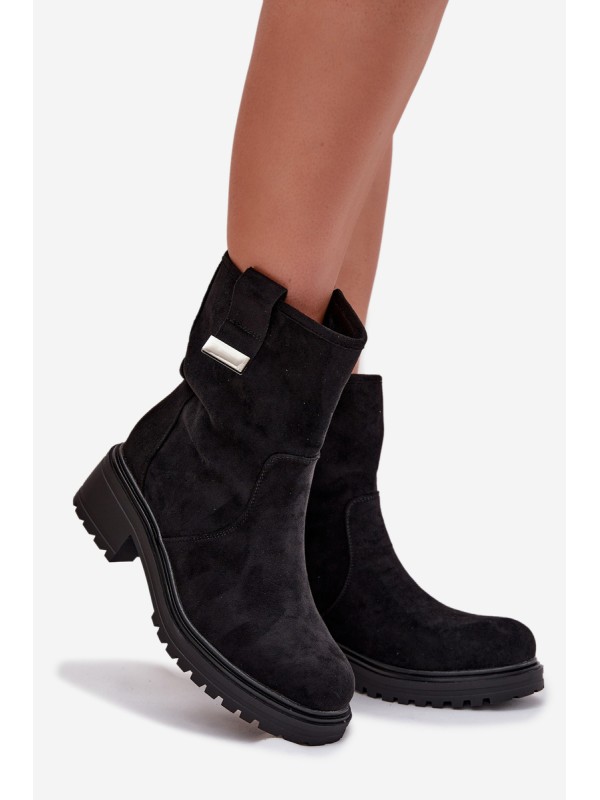Insulated Women's Ankle Boots Low Heel Black Mirellea