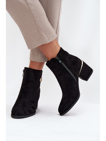 Insulated women's ankle boots with golden details on heel black Dorisse