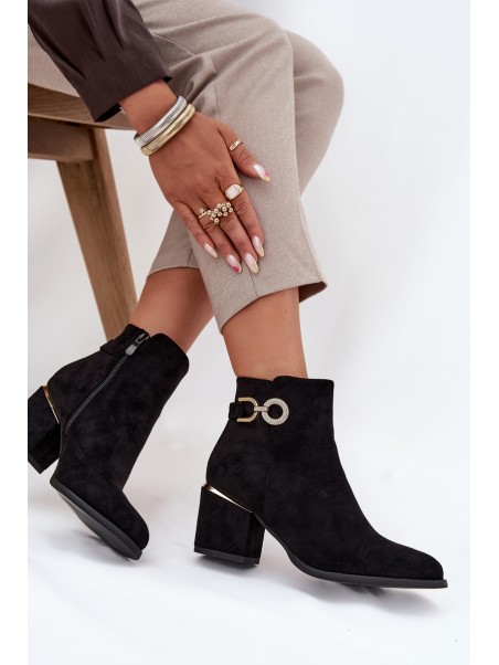 Insulated women's ankle boots with golden details on heel black Dorisse