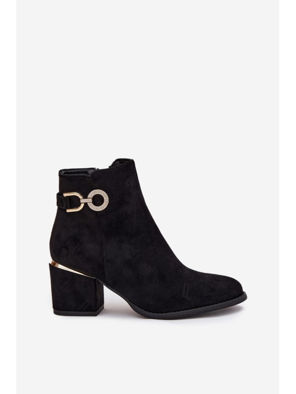 Insulated women's ankle boots with golden details on heel black Dorisse