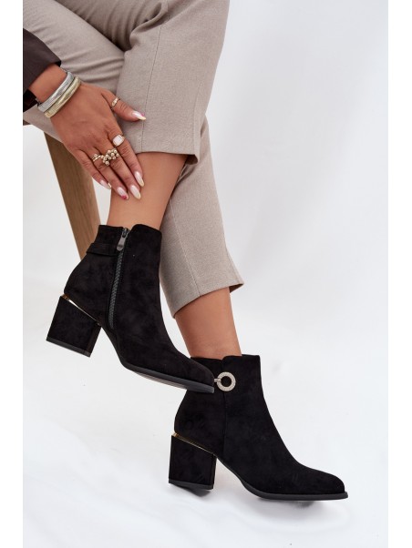 Insulated women's ankle boots with golden details on heel black Dorisse