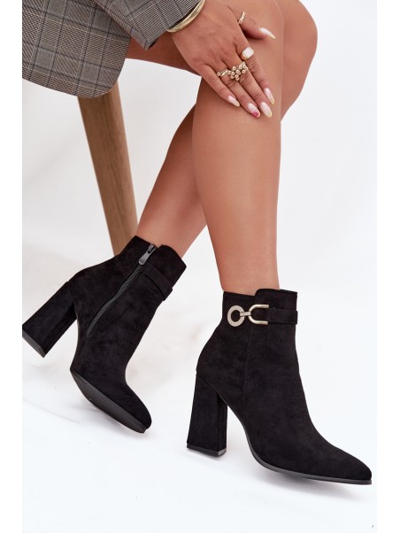 Eko Suede Ankle Boots With Heel With Decoration Black Lymall