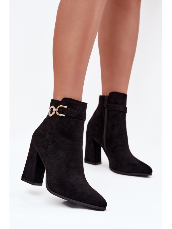 Eko Suede Ankle Boots With Heel With Decoration Black Lymall