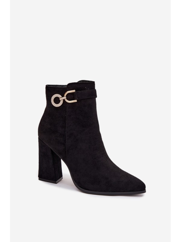 Eko Suede Ankle Boots With Heel With Decoration Black Lymall
