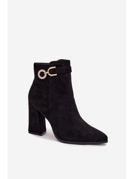 Eko Suede Ankle Boots With Heel With Decoration Black Lymall