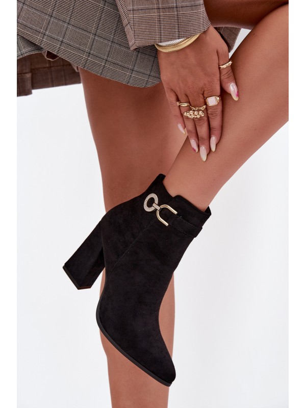 Eko Suede Ankle Boots With Heel With Decoration Black Lymall