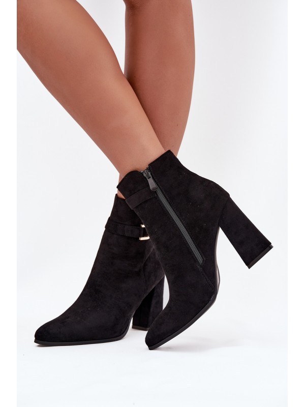 Eko Suede Ankle Boots With Heel With Decoration Black Lymall