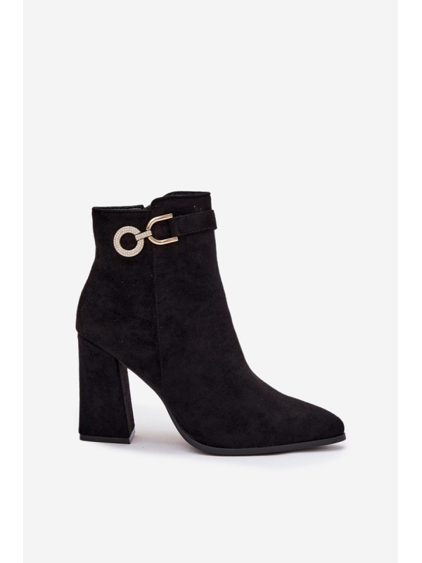 Eko Suede Ankle Boots With Heel With Decoration Black Lymall