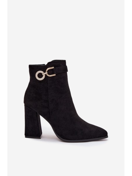 Eko Suede Ankle Boots With Heel With Decoration Black Lymall