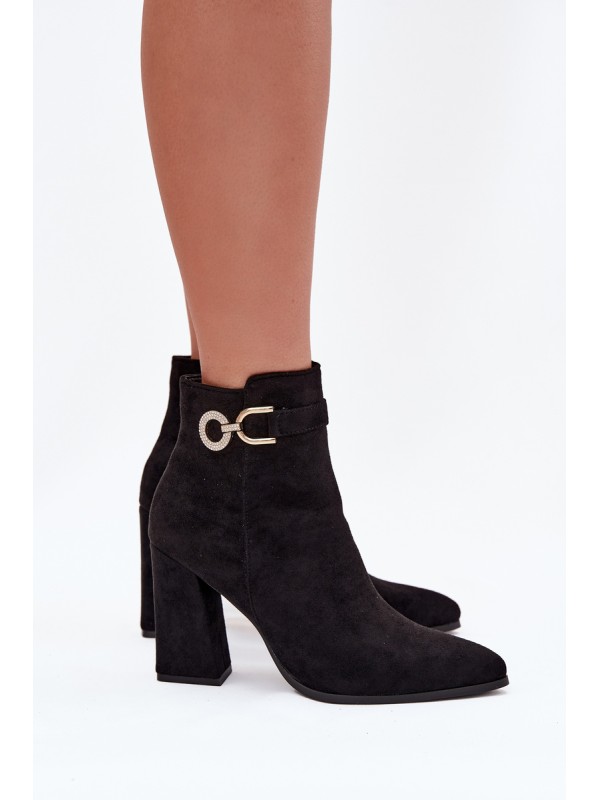 Eko Suede Ankle Boots With Heel With Decoration Black Lymall