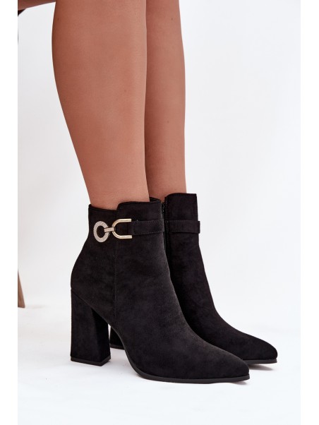 Eko Suede Ankle Boots With Heel With Decoration Black Lymall