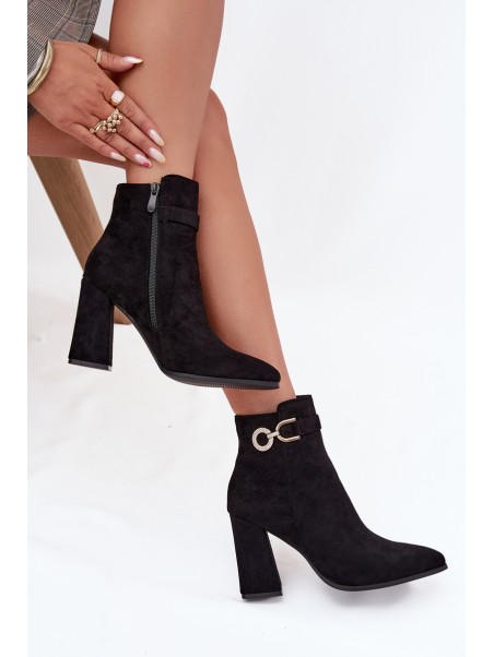 Eko Suede Ankle Boots With Heel With Decoration Black Lymall