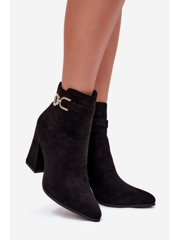 Eko Suede Ankle Boots With Heel With Decoration Black Lymall