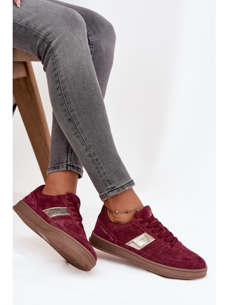 Suede Women's Sneakers Vinceza 14029 Burgundy